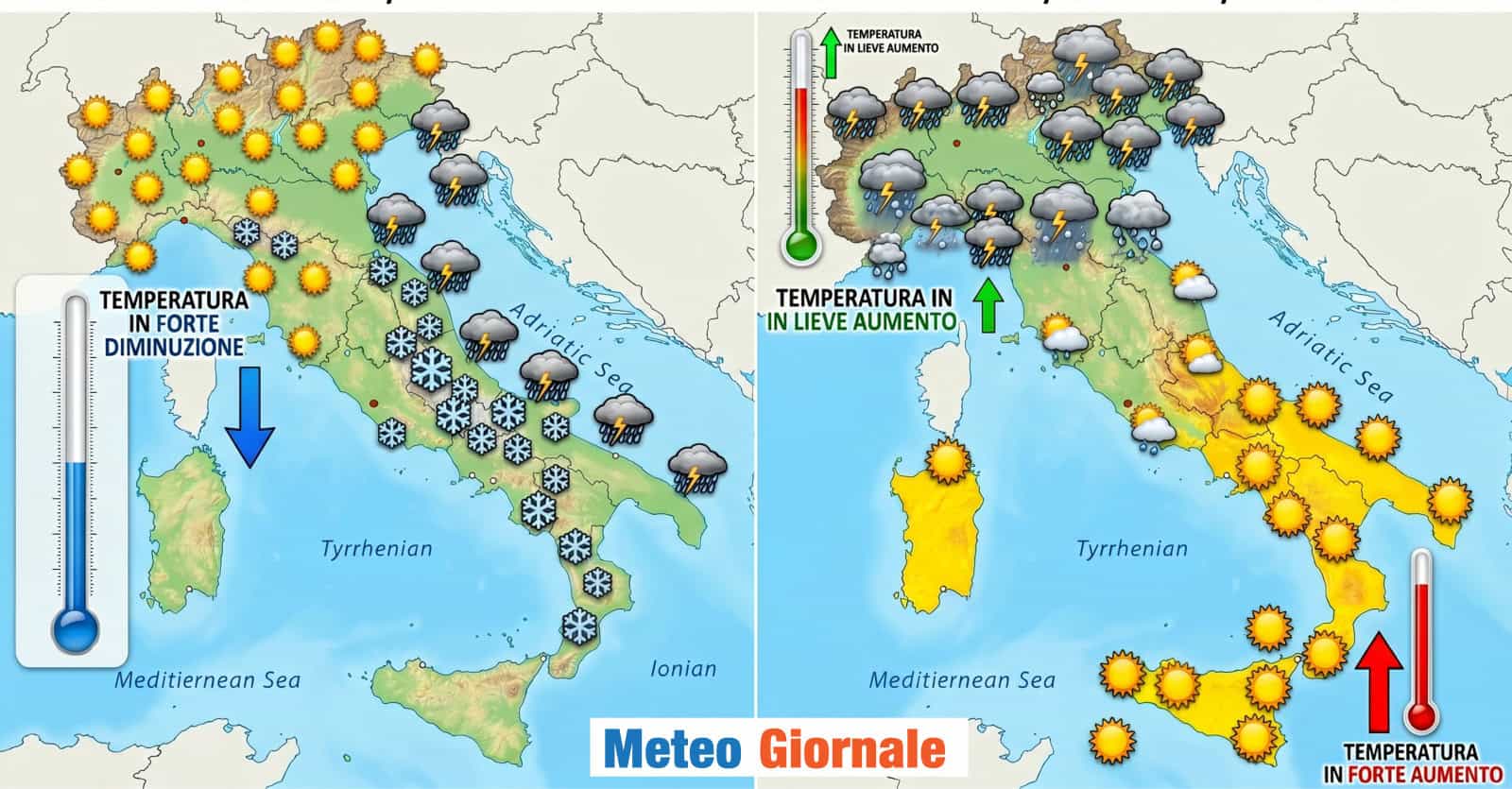 10-15 gradi in meno il 1° e 2 Maggio sull’Italia: neve. Poi temporali e diluvi al Nord