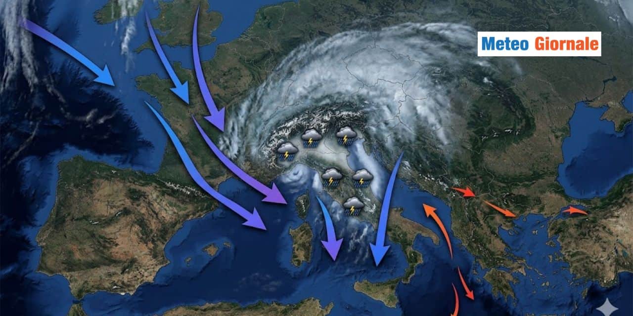 Lunga fase di meteo capriccioso e fresco sull’Italia, ferita atmosferica profonda