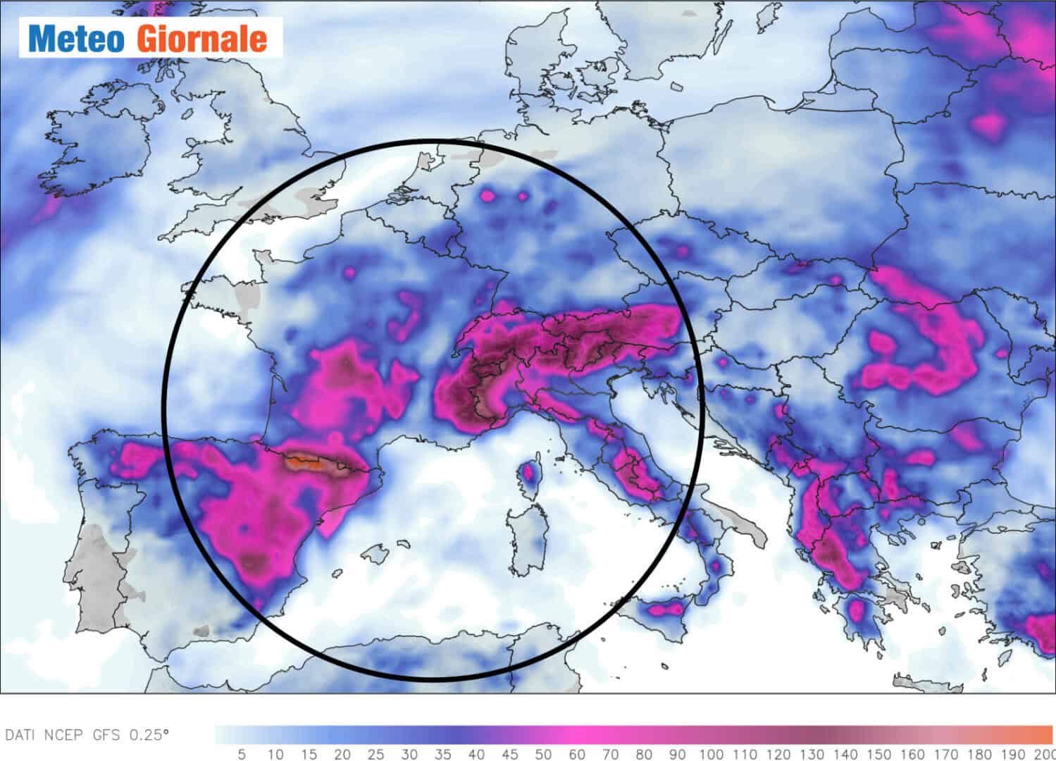 GFS e la previsione di grandi piogge 25