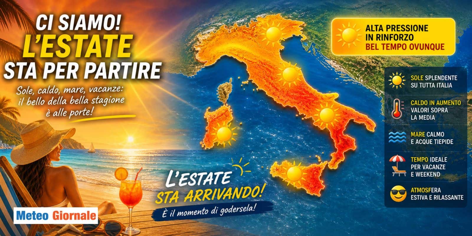 Ci siamo: l’ESTATE sta per partire anche sul fronte meteo