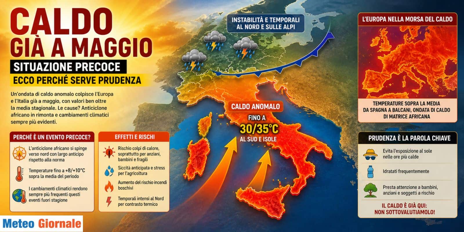 CALDO già a MAGGIO: situazione precoce, ecco perché serve prudenza