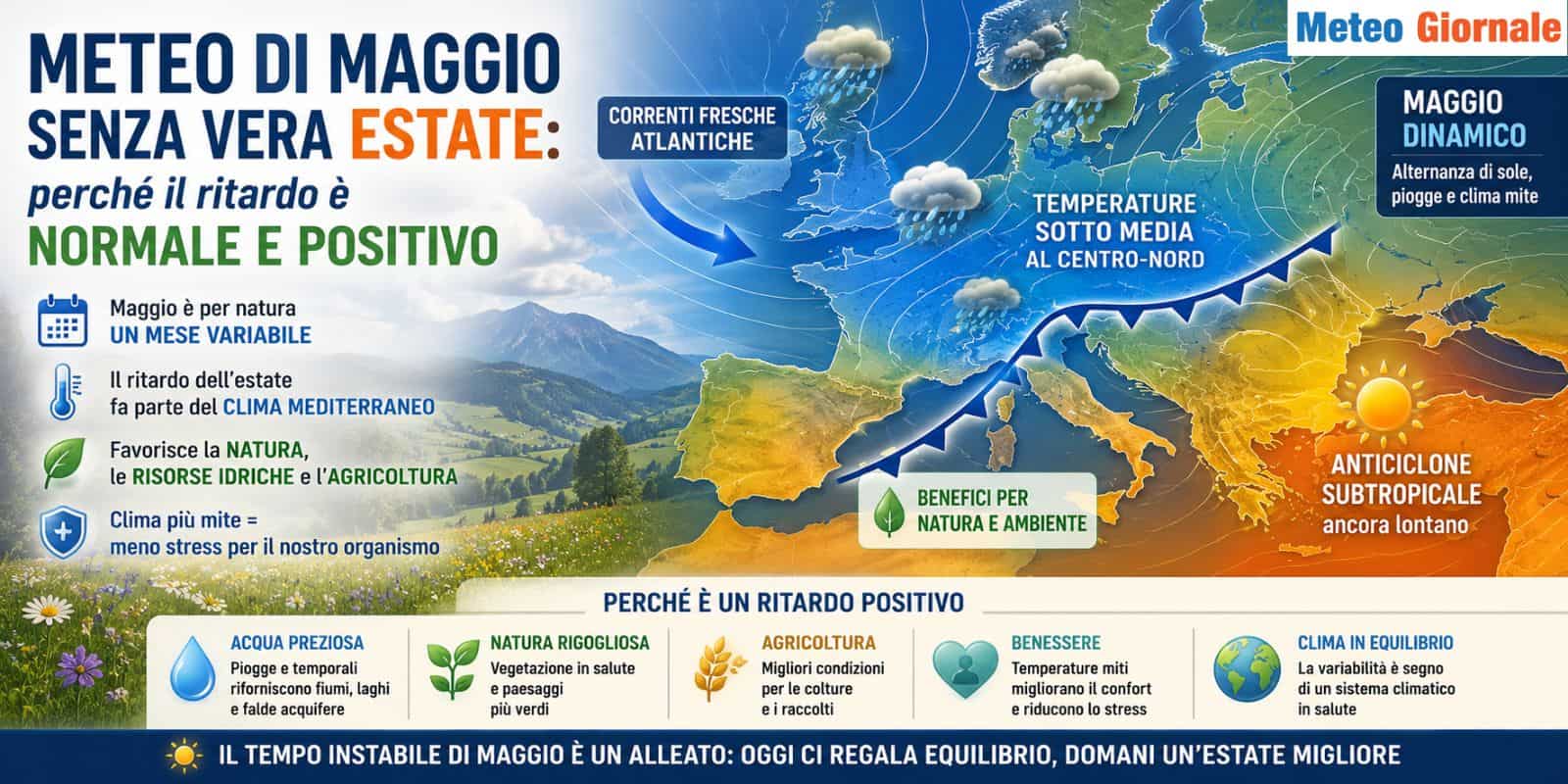 Meteo di Maggio senza vera ESTATE: perché il ritardo è normale e positivo