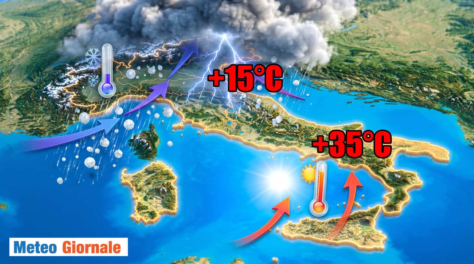 La svolta meteo: ecco quando grandinerà al Nord e farà 35 gradi al Sud