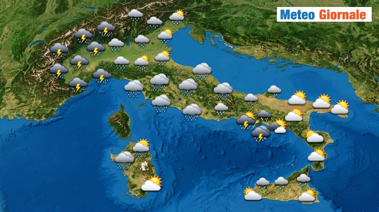 Previsioni meteo: Domenica temporali frequenti, rischio grandinate
