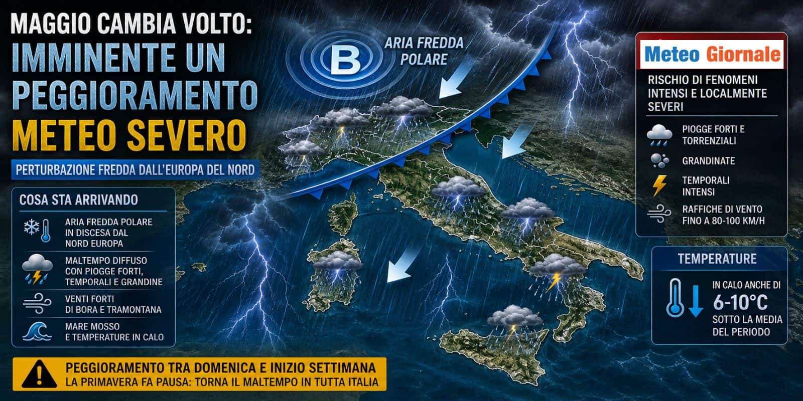 MAGGIO cambia volto: imminente un peggioramento Meteo severo, ecco di che tipo