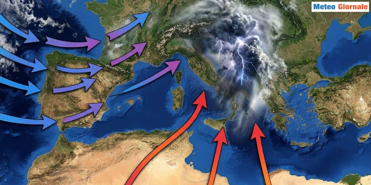 Italia terreno di scontro, ma torna il maltempo atlantico dopo una lunga pausa