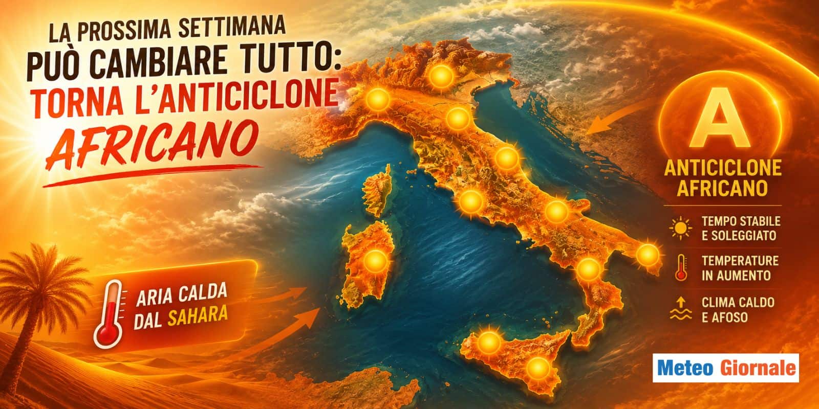 La prossima settimana può cambiare tutto col ritorno dell’ANTICICLONE Africano