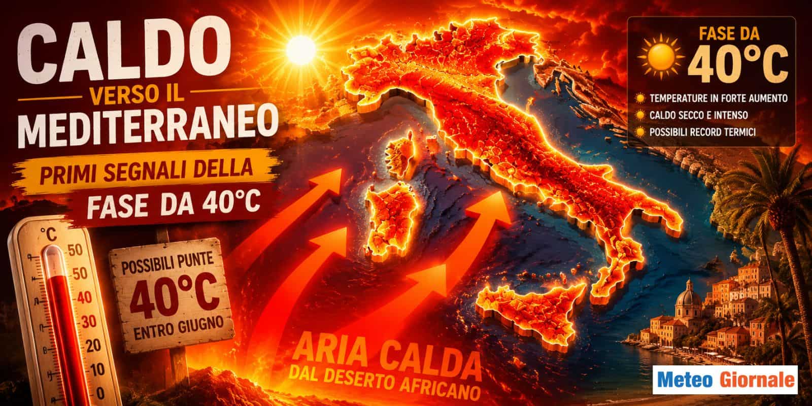 CALDO verso il Mediterraneo: primi segnali della fase da 40°C