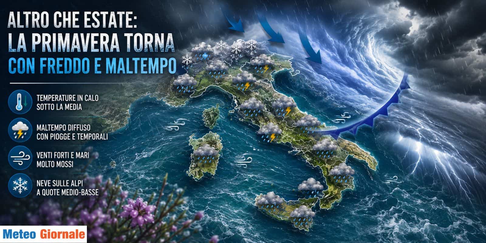 Altro che Estate: la PRIMAVERA torna con freddo e maltempo