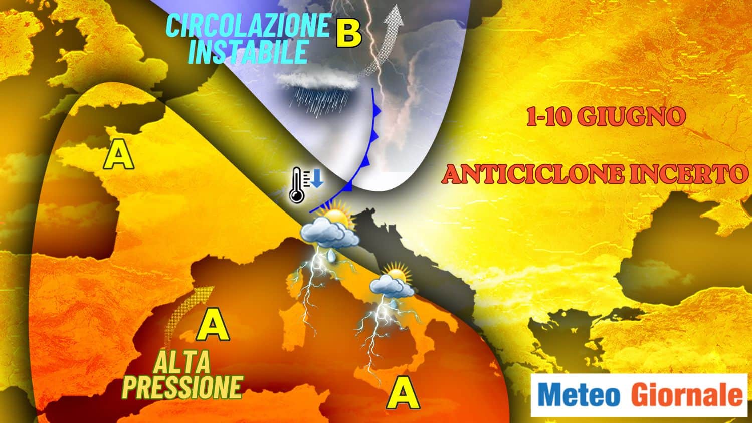 Fase 1-10 giugno: i dettagli su temperature e temporali nei prossimi 10 giorni. Mappe