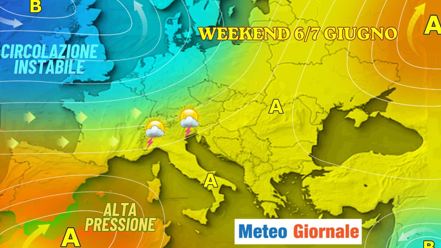 Weekend 6/7 giugno: ecco il tempo previsto con mappe temperature e piogge