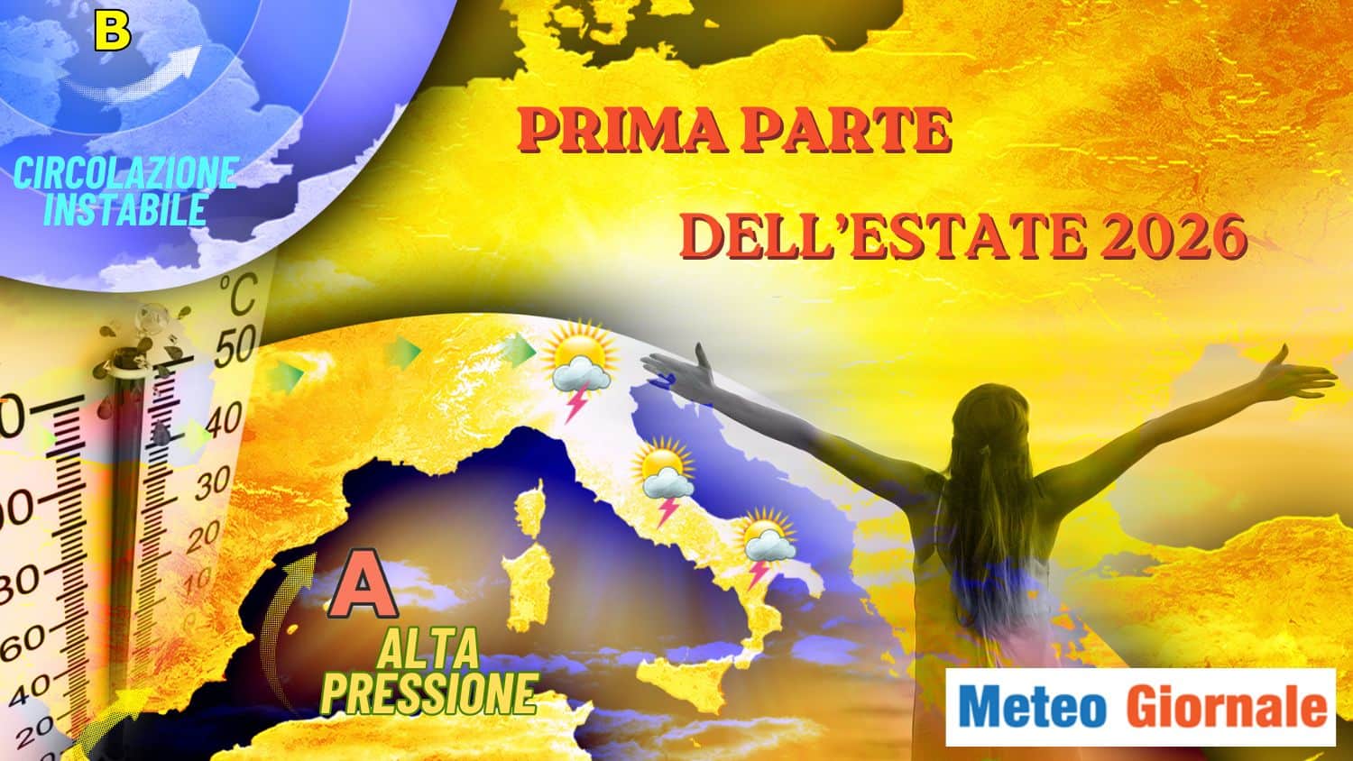 Prima parte dell’estate: caldo un po’ sopra media, ma su alcune regioni temperature sottotono e con diffusi temporali