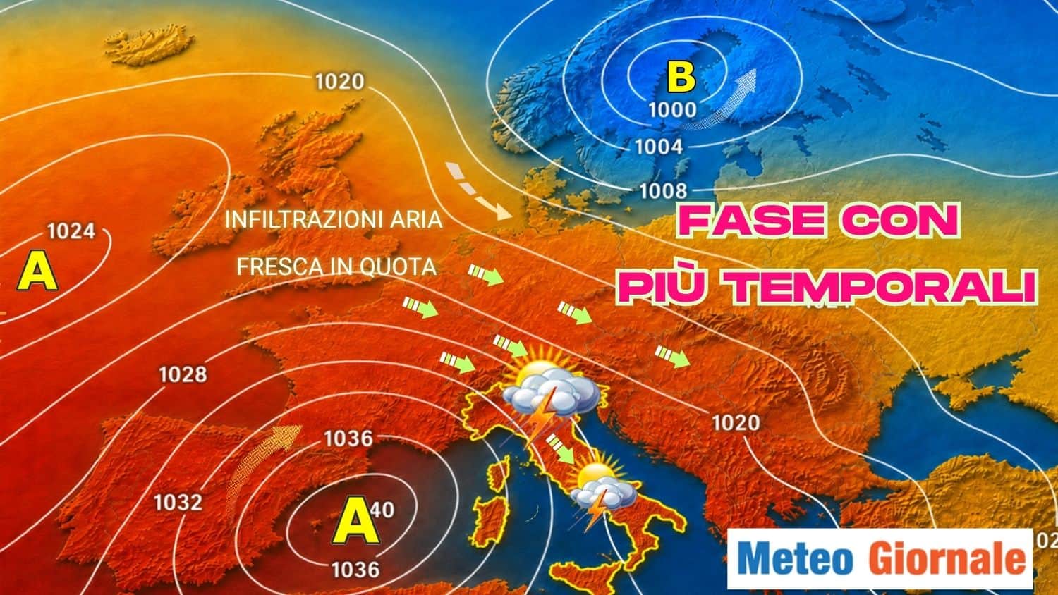 La mappa della settimana più instabile di Giugno: temporali estesi