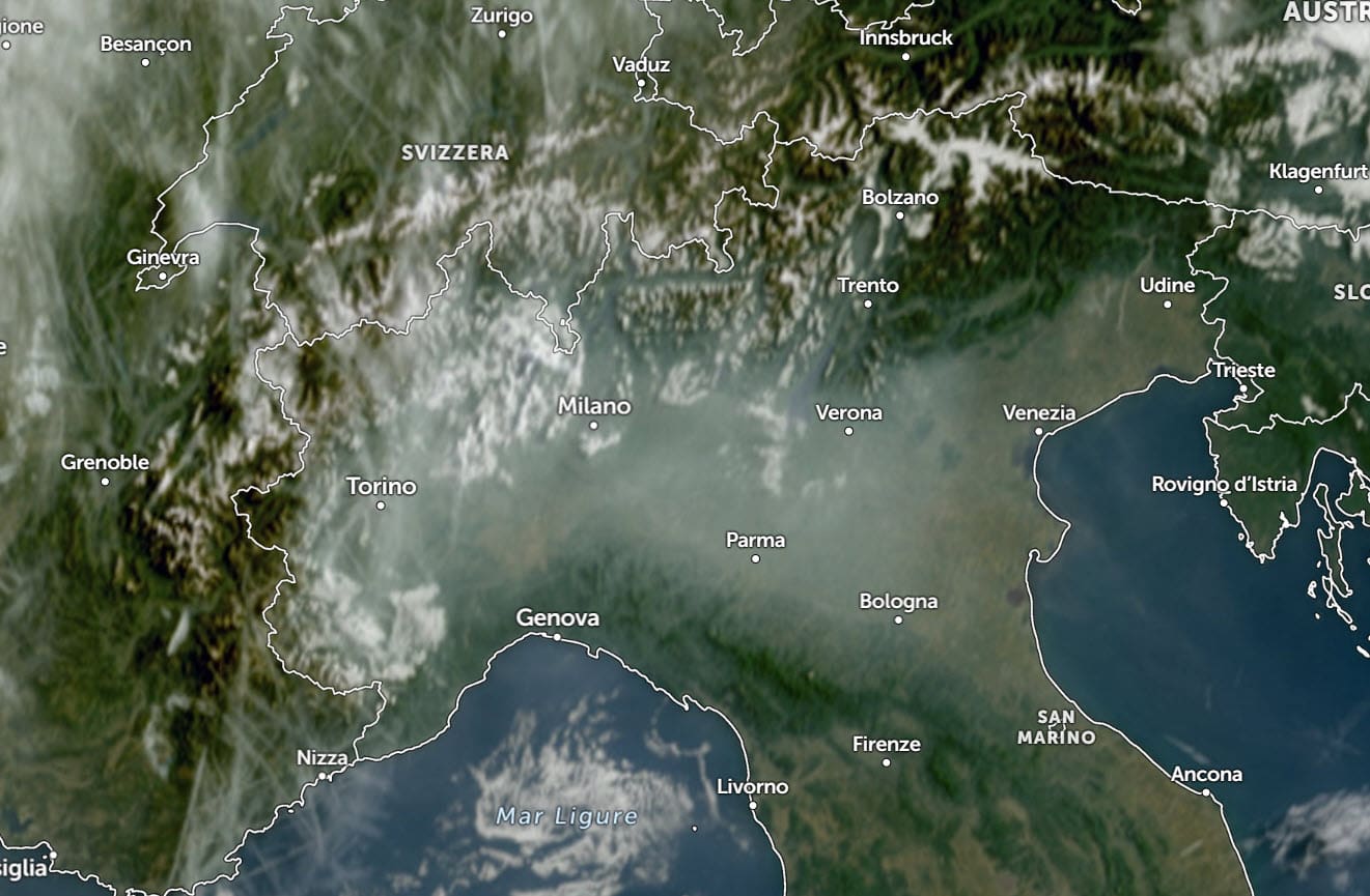 Smog sulla Pianura Padana: il Meteosat è eloquente. Cause fenomeno