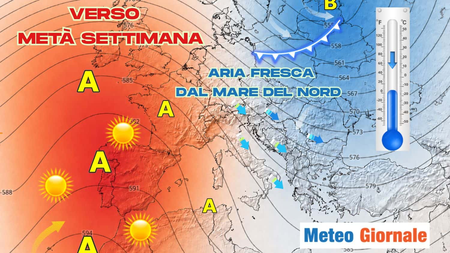 Prossima settimana a due facce: sole e più caldo in avvio, poi altra svolta