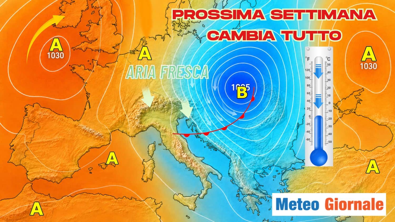 Dal 20 al 24 cala la colonnina di mercurio: rinfrescata soprattutto qui