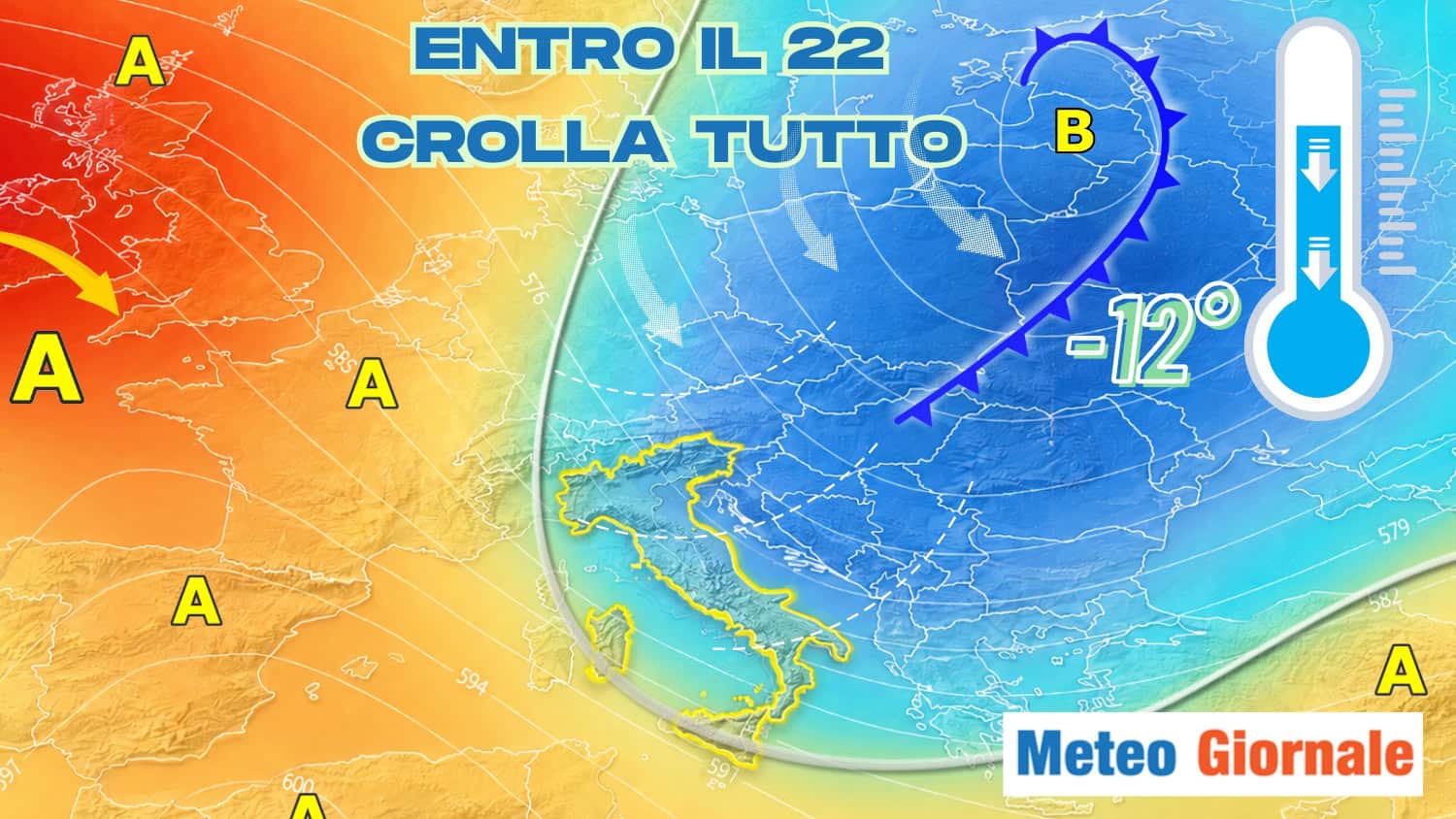 Tracollo termico: giù di 12° entro mercoledì 22 Luglio