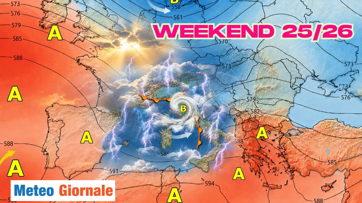 Weekend 25/26 Luglio: diffusi temporali, forti in alcune zone