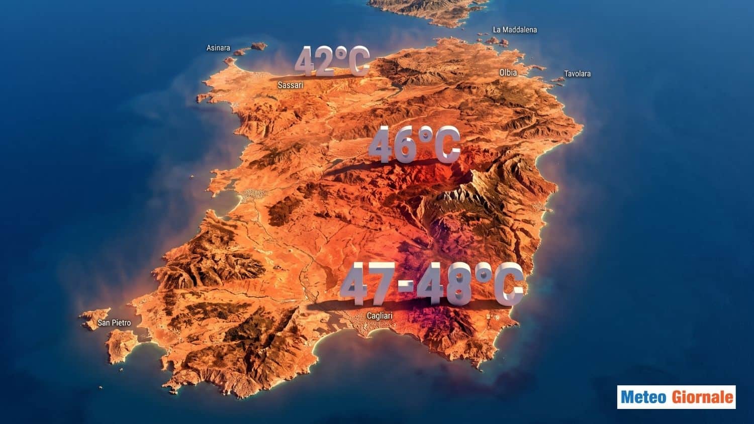 48 gradi in Sardegna. Situazione di caldo drammatico