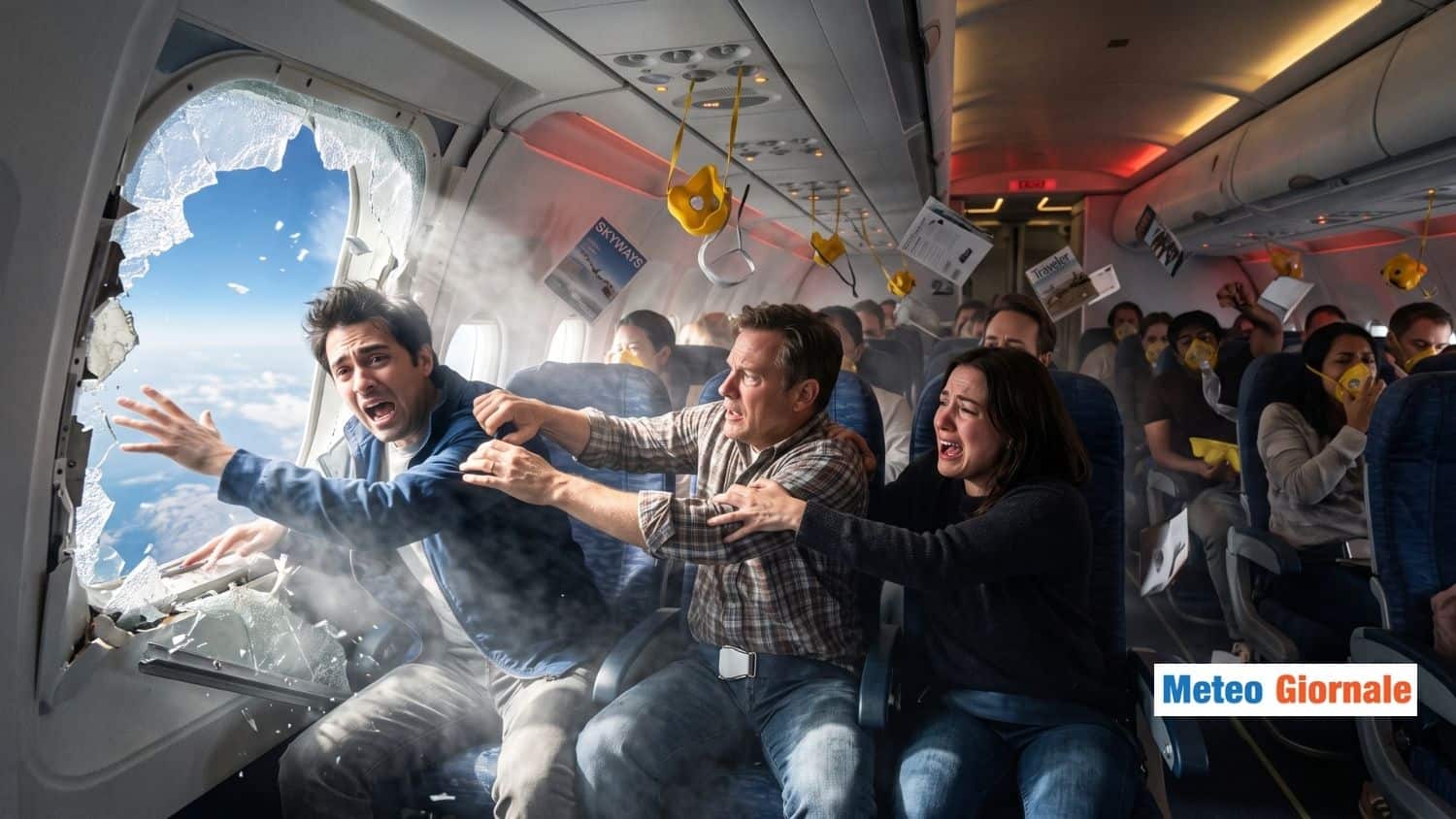 Aereo, si rompe finestrino, ceduto in volo, passeggero quasi risucchiato fuori