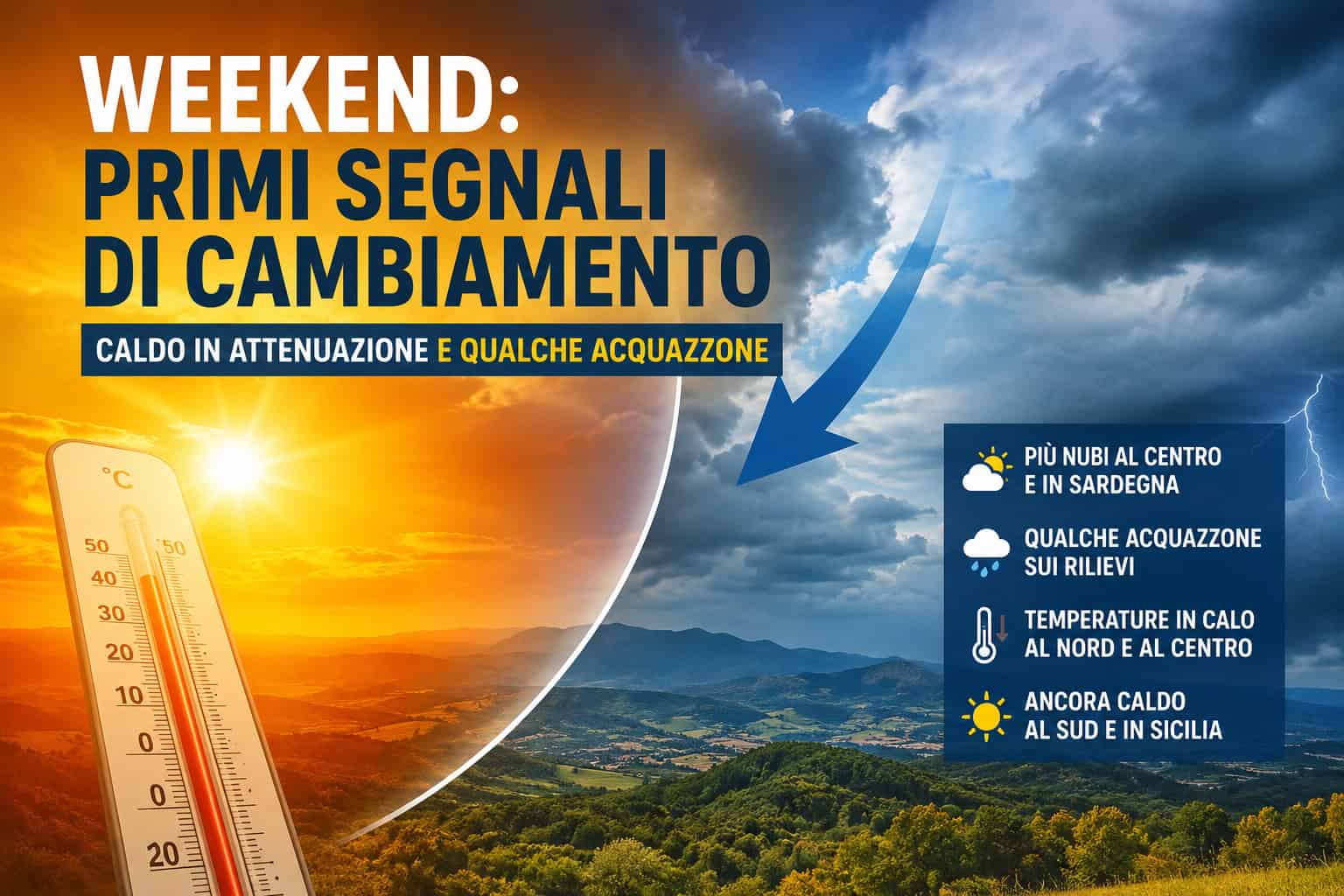 Meteo: Weekend, il grande caldo si attenua, vediamo dove