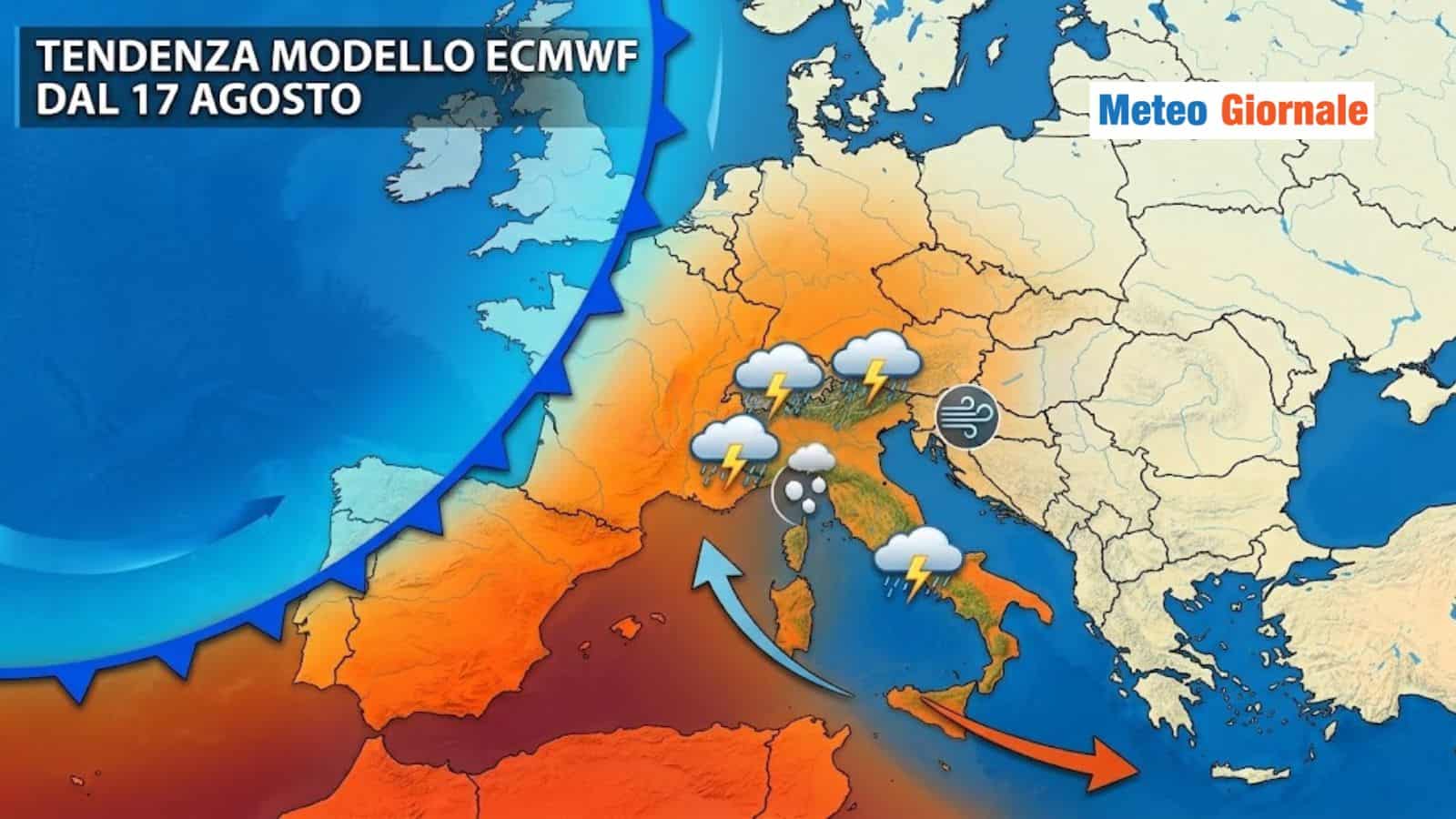 Fine del caldo estremo e tanti temporali: lo scenario del modello ECMWF trova conferma