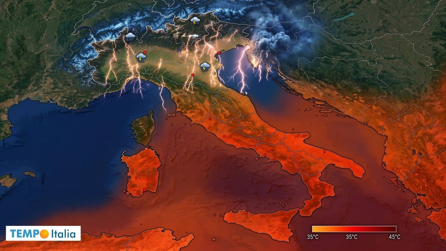 Allerta Meteo Protezione Civile sino ad arancione per il Nord Italia