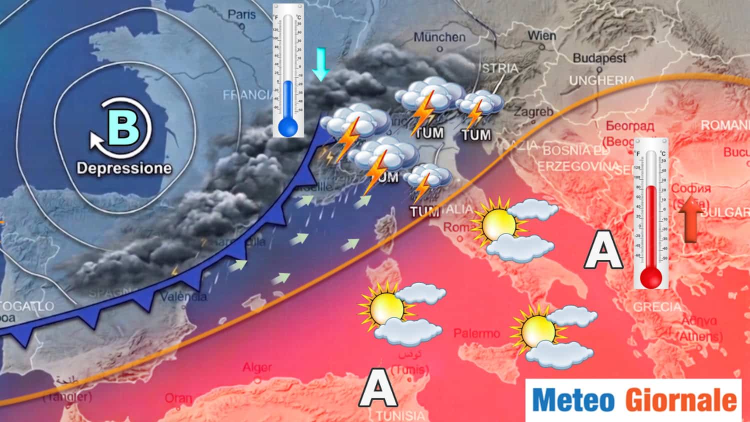 Maltempo pesante il 20 e 21 agosto: le aree a rischio.