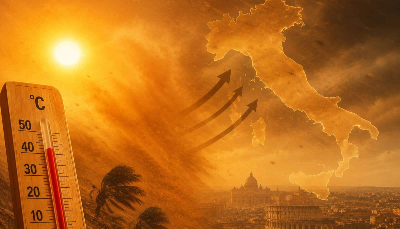 Caldo estremo, arrivano enormi nubi di sabbia dal Sahara