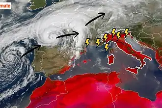 cciclone azzorre verso italia