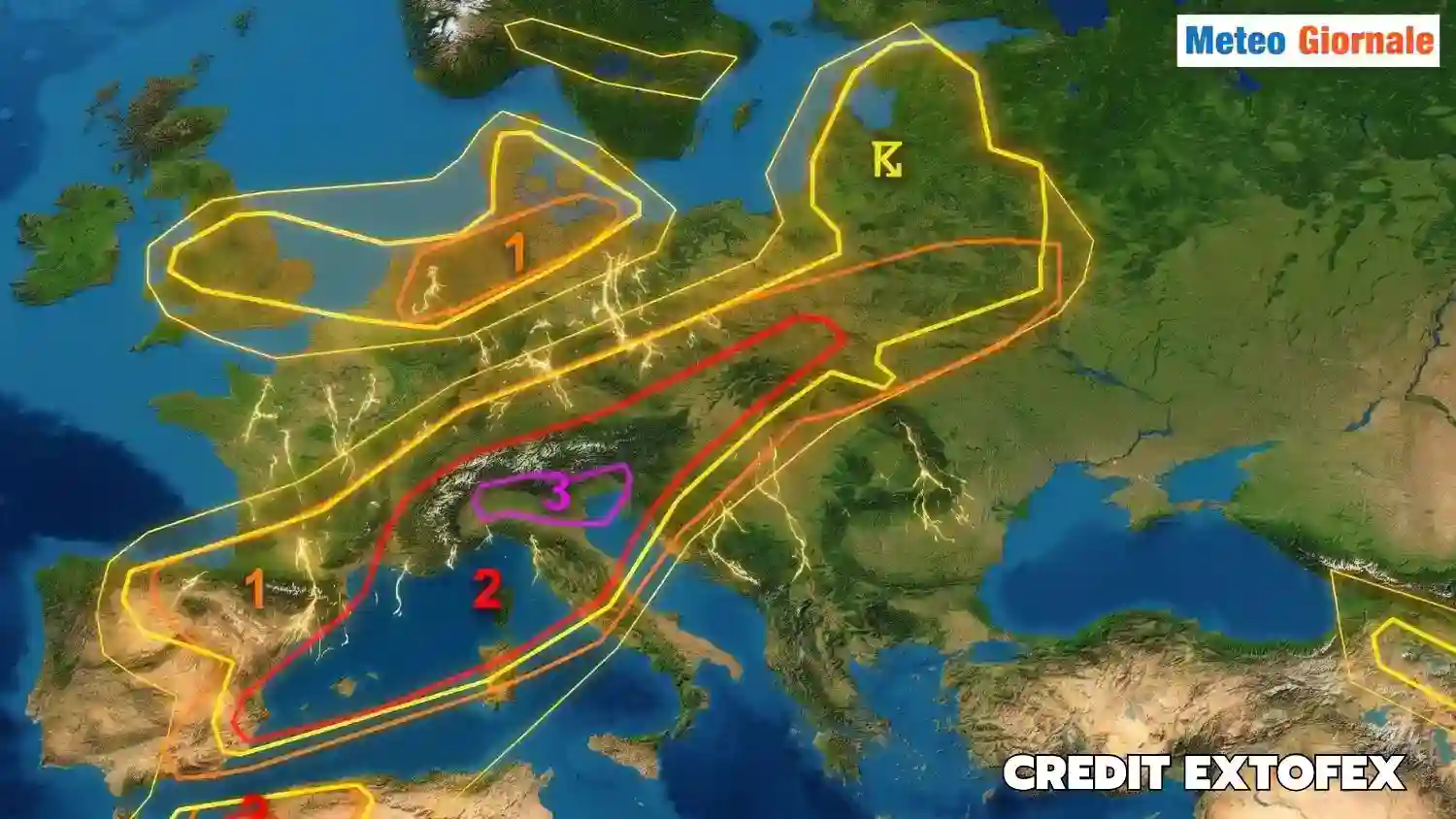 Estofex: Temporali estremi al Nord Italia: livello 3 per grandine