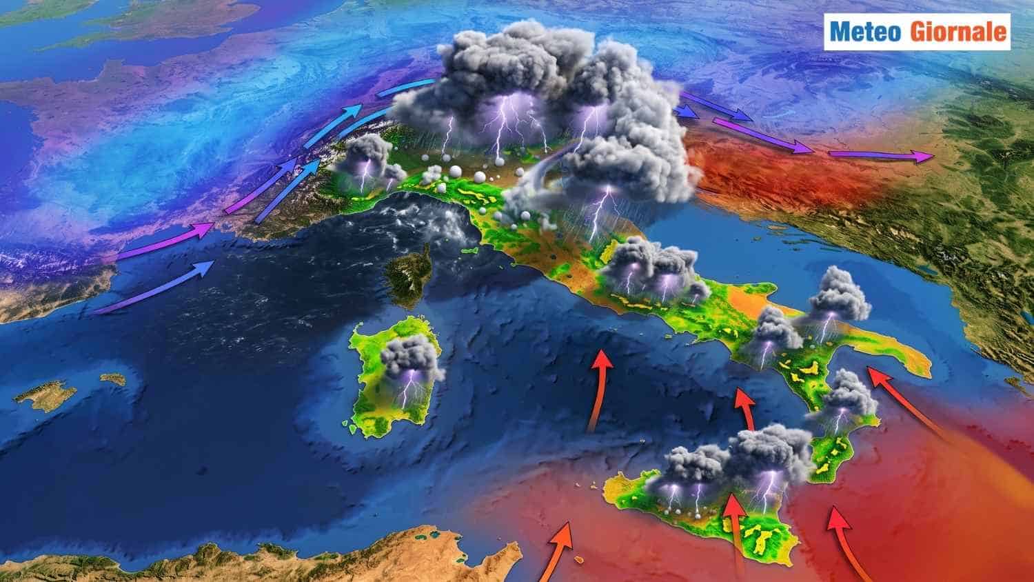 Temporali e grandine da Lunedì: la settimana cambia sull’Italia