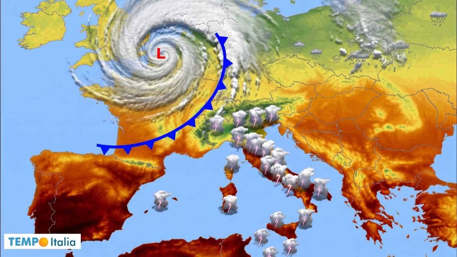 Temporali e rischio Grandine sull’Italia, poi caldo africano