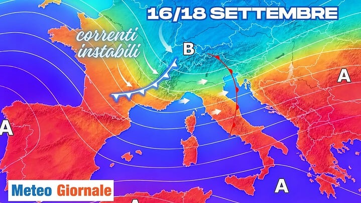 Piogge 16-18 Settembre: la MAPPA delle regioni più colpite