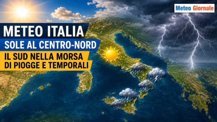 Italia spaccata in due: sole al Centro-Nord, Temporali al Sud