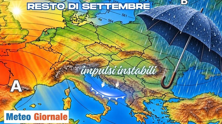 I giorni più piovosi fino al 30 settembre: ecco quali e le aree più interessate