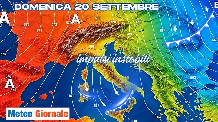 Domenica 20: ancora temporalesca, in particolare per queste regioni