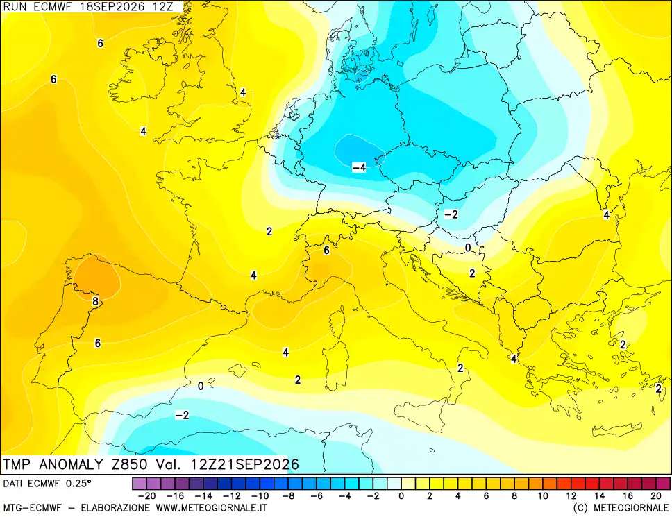 ECMWF arriva aria mite da ovest 19