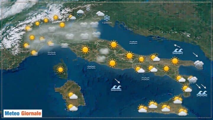 Oggi Alta Pressione con il primo guasto al bel tempo