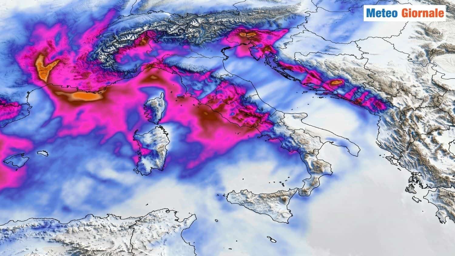 Diffuso peggioramento, ma piogge violente al Nord e in Toscana 1 Piogge previste sino mercoledi 21 ICON DWD