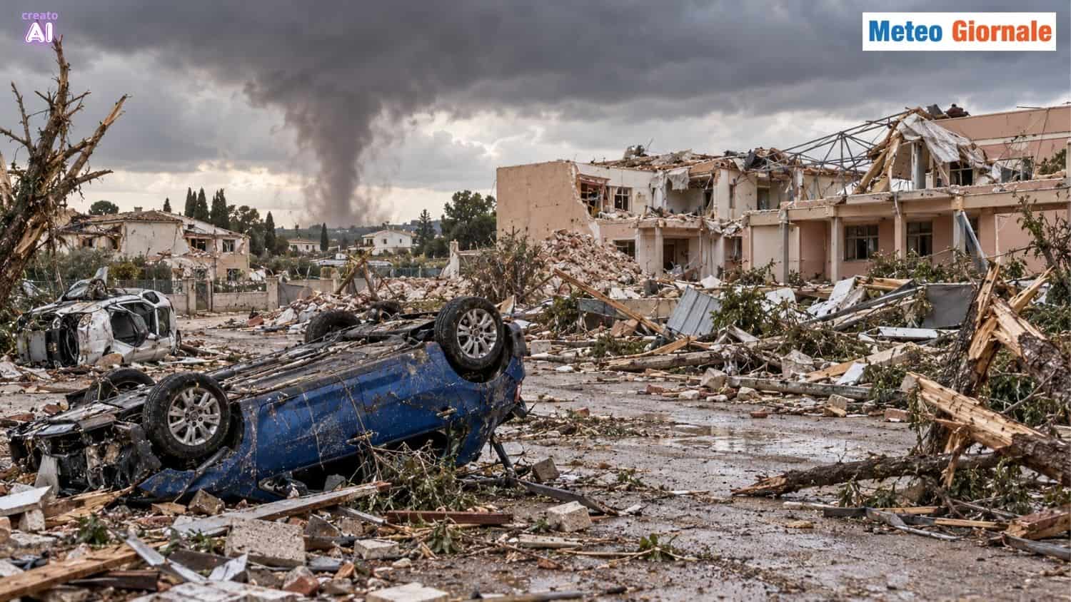 Rappresentazione grafica dei tornado di Marsala e i danni gh