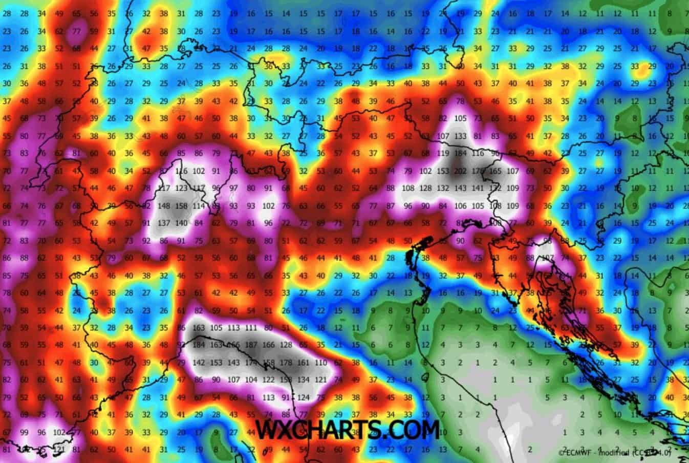Forte maltempo tra Martedì 20 e Mercoledì 21 su 11 Regioni 5 alpi