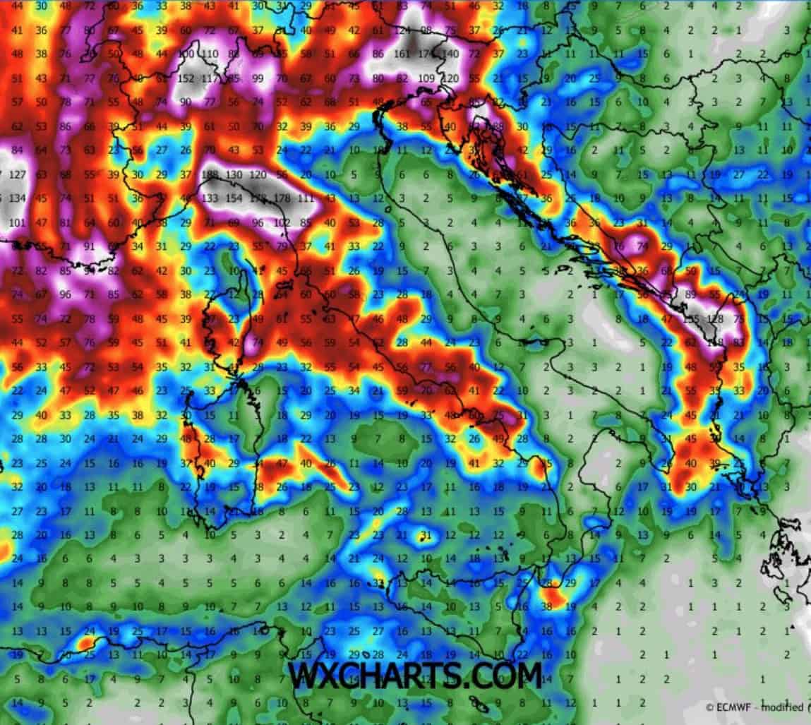 Forte maltempo tra Martedì 20 e Mercoledì 21 su 11 Regioni 4 cvedj