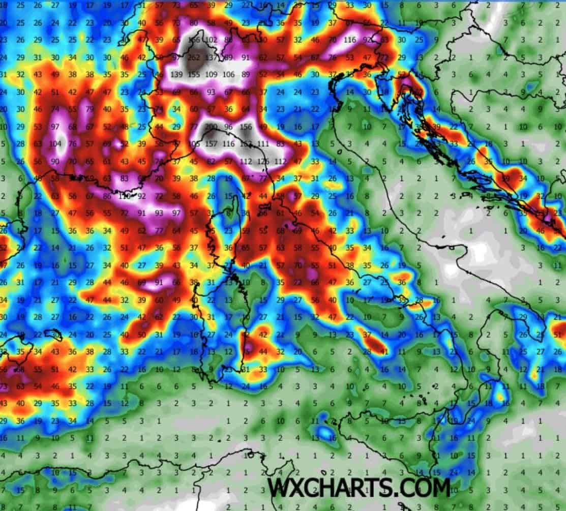 Lunga fase di maltempo per Nord-Ovest, Toscana e Sardegna da Domenica 18 4 kdbc