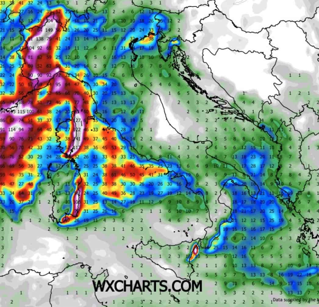 Stima delle piogge per ECMWF